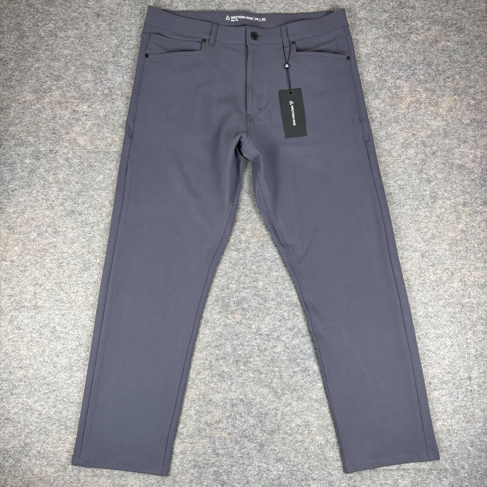 Western Rise Diversion Pants Slim Fit Blue Gray Mens 36x30